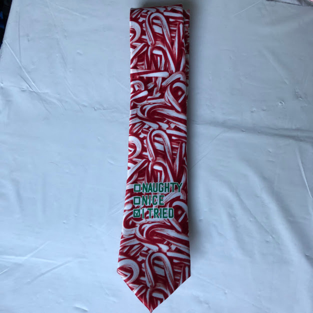 Knotty&Nice Men's Tie Red White Christmas Print